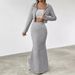 Women's Clothing Long Sleeved Hooded Zipper Sweatshirt With Hip Wrapped Long Skirt Suit Casual Women's Clothing_ecoleips.com