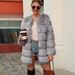 Luxury Faux Fox Fur Coat Women’s Long Trench Jacket – Elegant Winter Outerwear With Pockets (Black/Pink/Light Grey, S-XXXL)_ecoleips.com