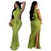 Verve K10772 Women's Solid Color Sexy Side Slit Sleeveless Fashion Gown Dress New_ecoleips.com