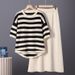 K New Women's Fashion Set Short Sleeve T-shirt+Half Skirt Knitted Two Piece Set For Women_ecoleips.com