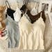 Women Sleeveless Tank Tops Solid Color Korean Version V Neck Slim Fashion Lace Stitching With Chest Pad Camisole_ecoleips.com