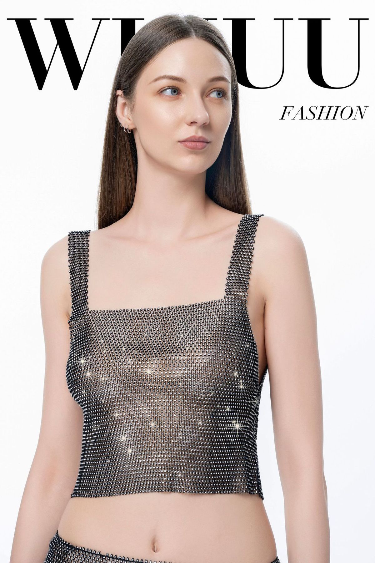 Women's Sexy Fishnet Dress Full Rhinestone Mesh Hot Girl Sheer Fringe Skirt Set For Women_ecoleips.com