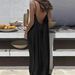 New Women's Strap Backless Loose Long Homewear Dress_ecoleips.com