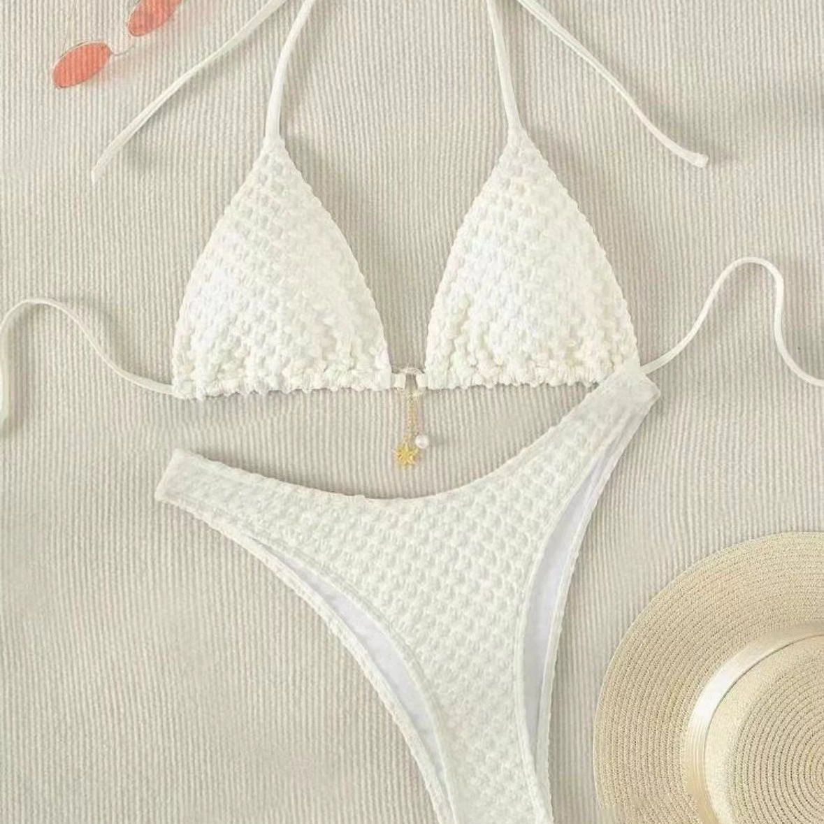 Crisscross Back Sexy Brown Bikini Set for Women with Adjustable Triangle Top And High-Cut Bottom Soft Stretch Fabric Swimwear_ecoleips.com