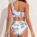 Women's Clothing Three Piece Bikini Set Mesh Sun Protection Print Cover Up Swimsuit Sexy Vacation Style_ecoleips.com