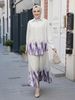 Modest Set Women's 3D Print Set – Gradient Ombre Blouse & Flared Maxi Skirt With Rhinestone Detailing– Elegant Alternative For Special Occasions_ecoleips.com