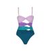 European And American New Hollow Contrast Color One Piece Swimsuit Women's Beach Vacation Suit_ecoleips.com