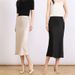 Verve High-End Acetate Satin Midi 25 Summer New Light Lustrous Draped Asymmetrical Fish Tail Slimming Skirt_ecoleips.com