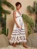 Women's Clothing Travachic Women's Holiday Print V Neck Cap Sleeve Dress_ecoleips.com