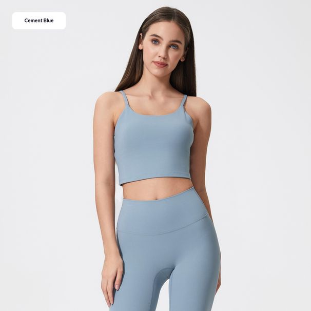 New Spring/Summer Yoga Tank Top For Women With Padded Chest, Sexy Thin Straps, Beautiful Back, And Push Up Fit Gym Sports Bra_ecoleips.com