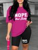 Summer Women's Casual Fashion Letter Graphic Print Loose T-shirt Shorts Two-piece Set Summer Sportswear Suitable For Daily Wear-158_ecoleips.com