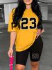 Summer Women's Casual Fashion 23 Letter Graphic Print Loose T-shirt Shorts Two-piece Set Sportswear Suitable For Daily Wear-144_ecoleips.com