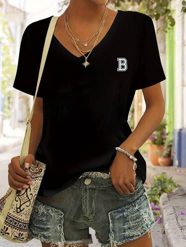 Women's Printed Short-Sleeve Tee - Breathable Round Neck Top For Spring & Summer Style-A_ecoleips.com