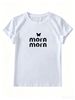 Black And White Color Cotton T-Shirt, Ladies Crewneck Casual Top For 2026 Summer_ecoleips.com