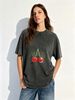 Vintage Cherries Fruit Graphic Acid Wash Washed Oversized T Shirt Women Crew Neck Short Sleeve Loose Retro Street Casual Tee_ecoleips.com