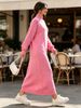Women Turtleneck Knit Midi Dress Loose Long Sleeve Ribbed Cuff Hem Texture Lightweight Breathable Soft Skin-friendly Straight Knit Dress_ecoleips.com