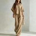 Women's Linen Wide Leg Pants Set Summer Loose Fitting Shirt Two Piece Casual Trendy European American Style Fashion 2026_ecoleips.com