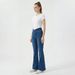 Cross-waist Knitted Flared Jeans Women, High-waisted, Slimming, Stretchy, Fitted, With A Nice Drape, Fashionable Long_ecoleips.com