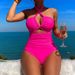 Women's Clothing Solid Color Halter Neck Sexy Hollow Swimsuit_ecoleips.com