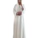Women's Clothing Elegant Dubai-Inspired Lace Long Sleeve Dress Set – Modest Abaya With Matching Scarf (White, S-XL, Chiffon & Polyester Blend)_ecoleips.com