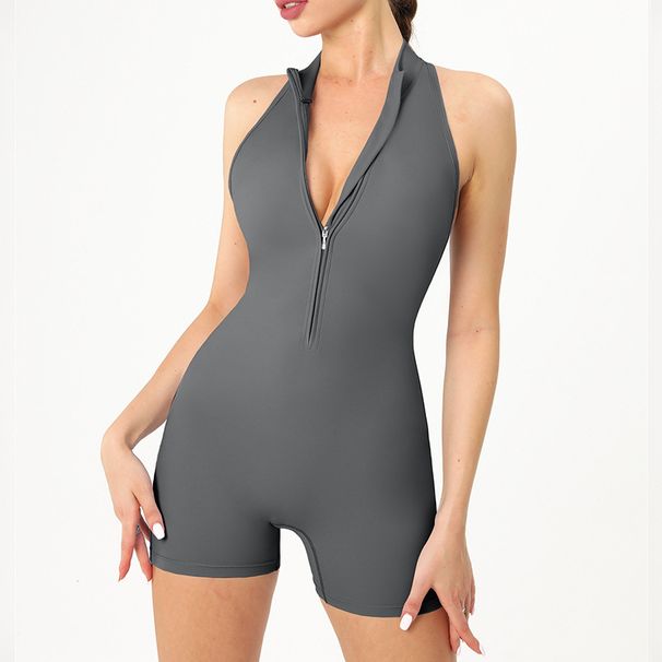 Women's Clothing High Intensity Sports Beautiful Back Yoga Jumpsuit Zipper Nude Hip Tight Fitness Suit_ecoleips.com