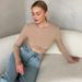 AC375 Cross-Collar T-Shirt For Women, New Autumn Design, Slim-Fit, Short Style, Student Slim-Fit Top_ecoleips.com