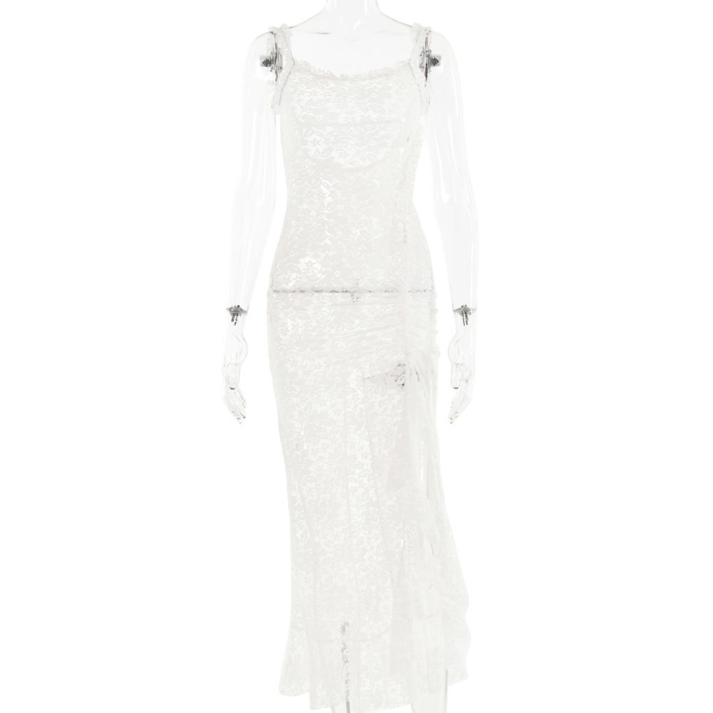Women's Clothing Sexy And Fashionable Lace Suspenders Splicing Backless Long Hip Skirt_ecoleips.com