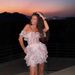Women's Clothing Colorful Printed One Shoulder Folded Ruffle Waist Dress_ecoleips.com
