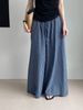 French-Inspired High Waist Wide Leg Pants For Women, Striped Office Casual Trousers With Elastic Waistband, Breathable Cotton Polyester Blend_ecoleips.com
