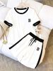 Women's Printed Short-Sleeve Tee & Shorts Set - Korean-Inspired Slim Fit Outfit For Summer-7_ecoleips.com