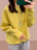 Yellow Long-sleeved Sweatshirt Women, 2024 New Popular Style, High-end, Super Stylish, Loose, Unique Design Top For_ecoleips.com