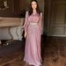 Women's Clothing New Fashion V Neck Pleated Tulle Long Sleeved Swing Dress_ecoleips.com