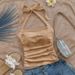 Women's Clothing Fashion Trend Sexy Halter Neck Lace Up Vest_ecoleips.com