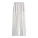 Suitable For All Seasons BZL2024 New Women's Fashion Summer Versatile Simple Casual Linen Straight Pants BB4-877 White_ecoleips.com