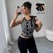 Women's Houndstooth Halter Neck Cami Top Black Stretchy Sleeveless Crop Vest Bodycon Silhouette_ecoleips.com