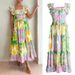 Women's Clothing Retro New Square Neck Wood Ear Sling Mid Waist Printed Mid Length Dress_ecoleips.com