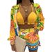 Female Clothing Sexy Printed Suspender Shirt Shorts Three-piece Suit For Women_ecoleips.com