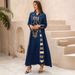 Robe Clothing Sequin Embroidery Splicing Striped Abaya Muslim Robe_ecoleips.com