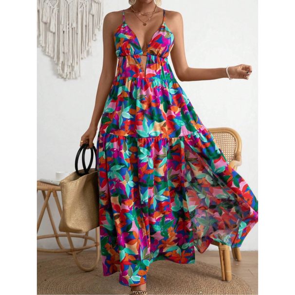 New European And American 2025 Summer Loose Casual Suspenders Sleeveless Printed Dress For Women_ecoleips.com