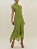 Women's European American Style Backless Ruffled Slim Long Dress Solid Color Independent Store Cross Border Spring/Autumn Summer_ecoleips.com