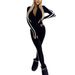 Women's Clothing Autumn and Winter Women's Slim Striped Half Zip Jumpsuit_ecoleips.com