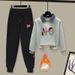 Women's Layered Sweatshirt & Korean-Style Jogger Pants Set - Embroidered Casual Outfit With Relaxed Fit_ecoleips.com