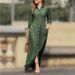 Women's Floral Print Cotton Dress Casual Lapel Long Sleeve Button Shirt Robe For Holiday_ecoleips.com