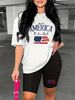 Summer Women's Casual And Fashionable American Flag Print Loose T-shirt+shorts Two-piece Sportswear Suitable For Daily Wear-42_ecoleips.com