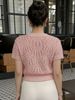 Lightweight Airy Open Front Hollow Knit Short Sleeve Cardigan_ecoleips.com