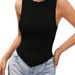 Women's Clothing Vest Street Fashion Texture Fabric Irregular Vest Top_ecoleips.com