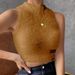 Fuzzy Vest Sleeveless Top Women's Spring Fall Layering Piece Faux Mink Fur Halter Neck Slim Fit Pure Y2K Streetwear Casual Tops_ecoleips.com