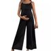 Women's Clothing Black Maternity Suspender Jumpsuit Loose And Slim Casual Outer Wear Maternity Wear_ecoleips.com