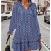 2025 Wish European And American Foreign Trade New Product Bohemian Popular Printed V-neck Tie Long-sleeve Dress_ecoleips.com