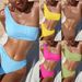 New European And American Bikini Solid Color Snake Fabric One Shoulder High Waisted Sexy Swimsuit For Women_ecoleips.com